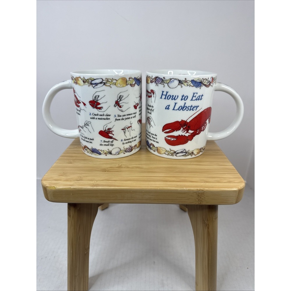 How To Eat Lobster Coffee Mug Cape Shore Yarmouth Maine Nautical Coffee Cups 2